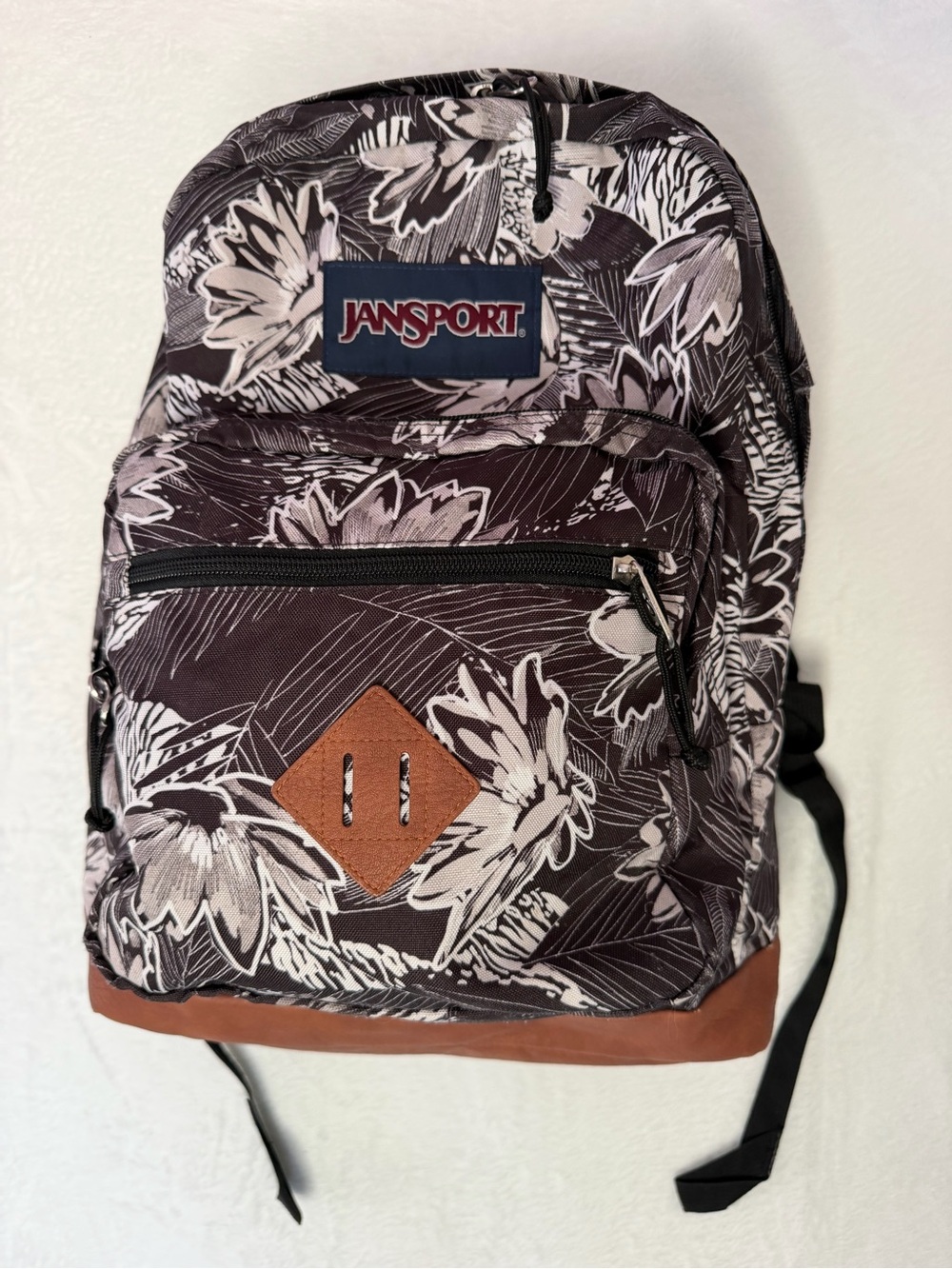 JANSPORT Backpack City View Laptop Backpack -- Tonal Palms Black/White/Brown